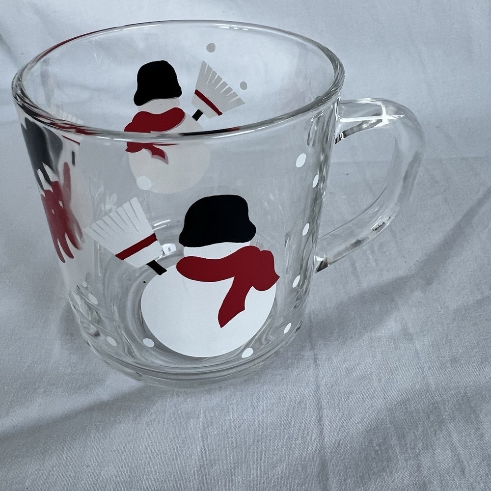 Arcoroc France Glass Snowman Broom Luminarc Mug Christmas Whimsical Replacement